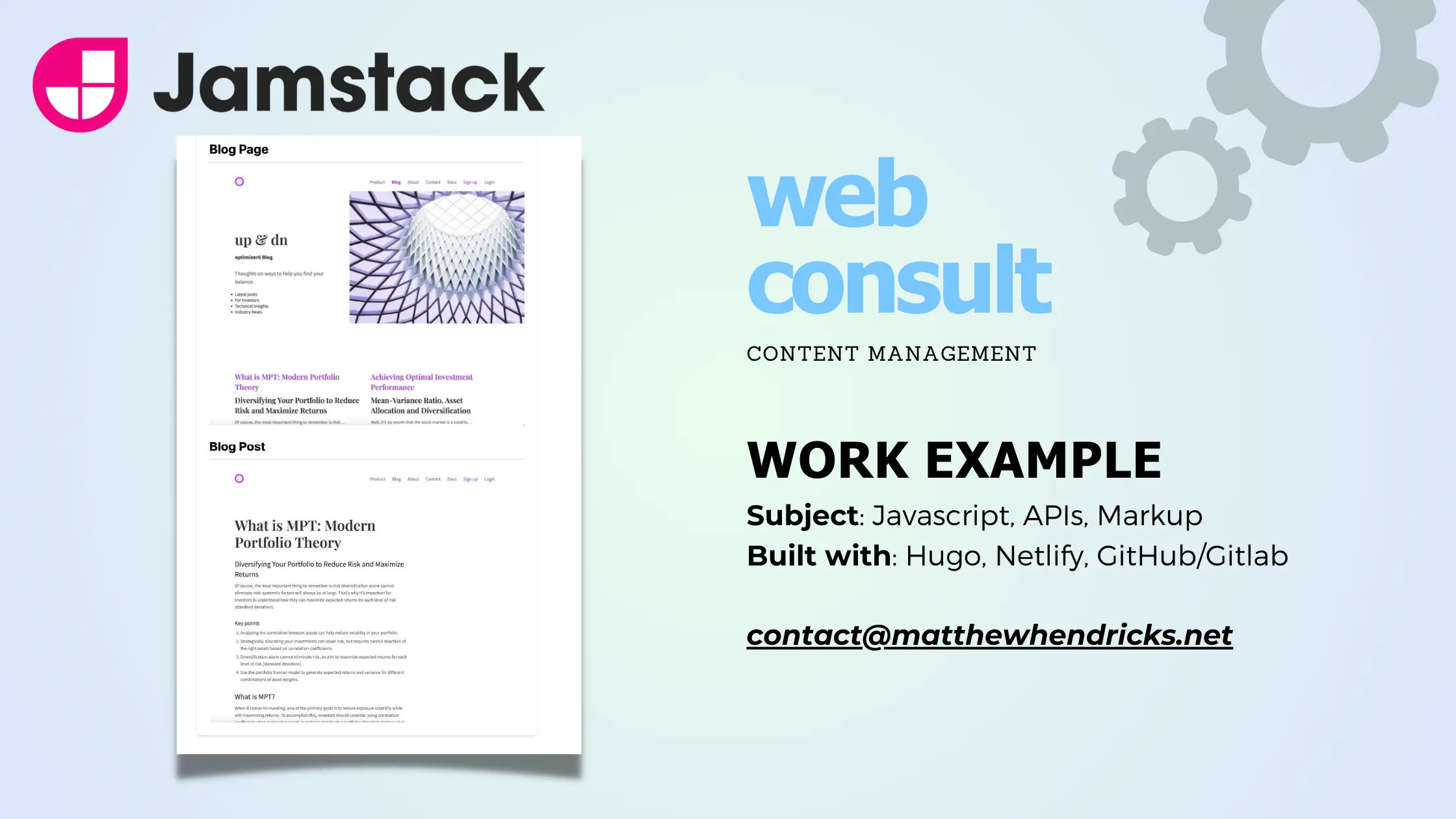 work example Jamstack Consulting cover image