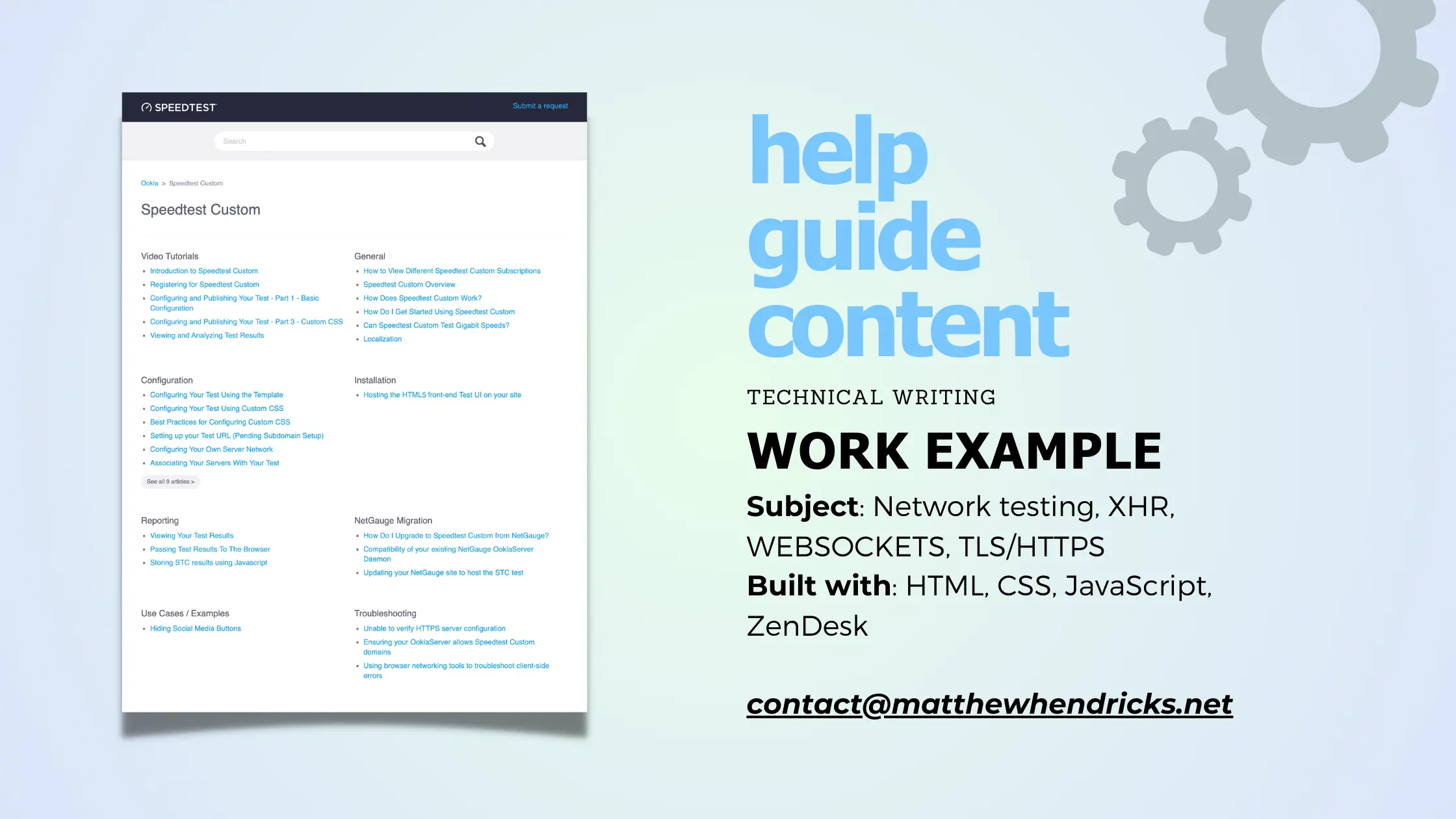 work example Ookla Speedtest Custom Help Content cover image